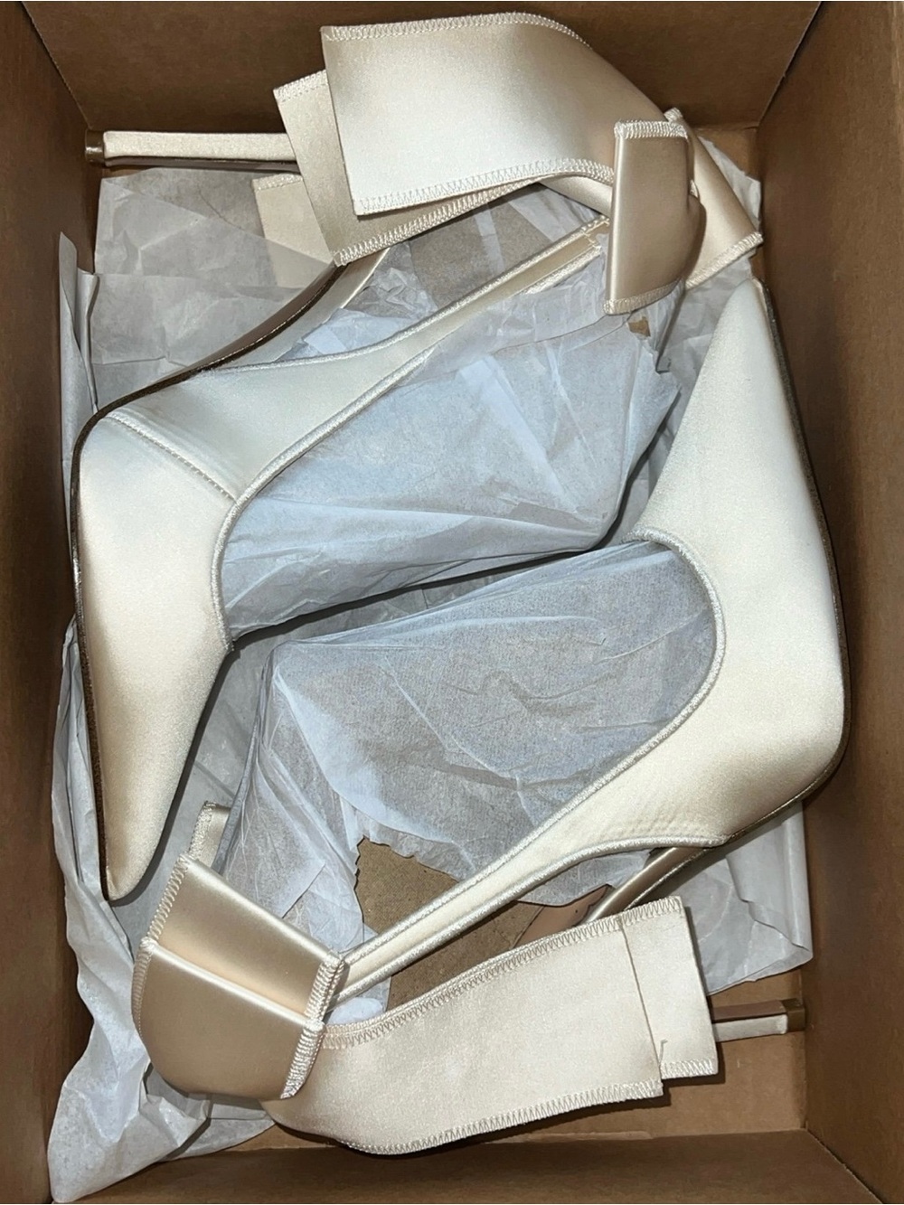Steve Madden Cream Pointed-Toe Stiletto Pumps with Ankle Bow - Picture 2 of 11